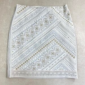 Gold and Silver Tribal Beaded Skirt By White House Black Market